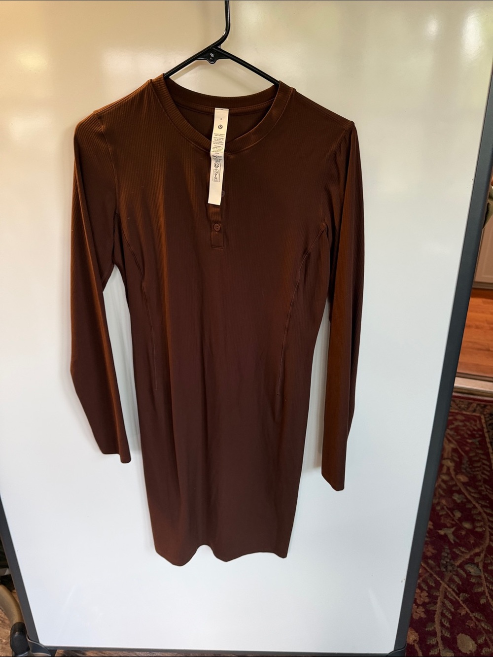Lululemon All Aligned Ribbed Long-Sleeve Henley Dress size 8 like new